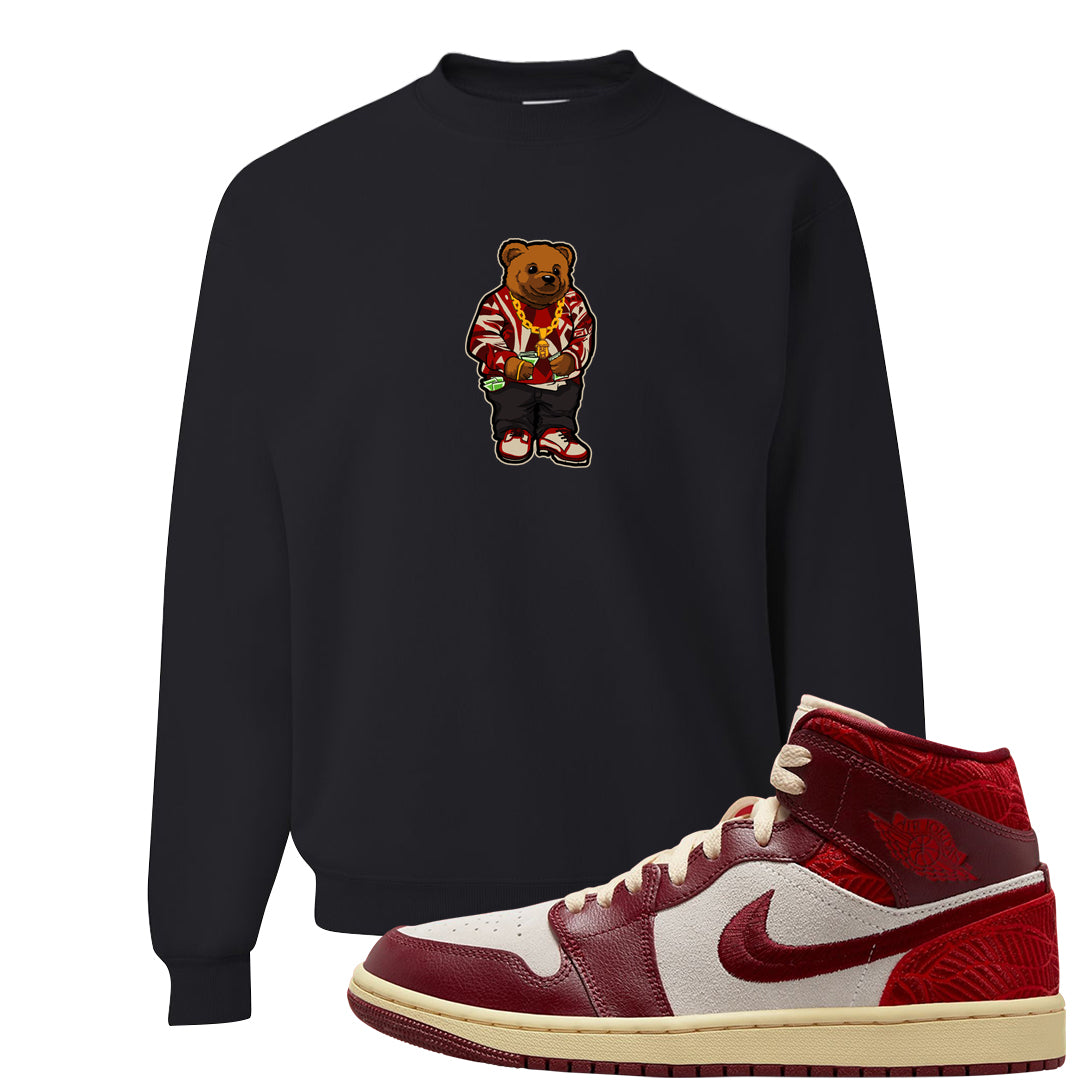 Tiki Leaf Mid 1s Crewneck Sweatshirt | Sweater Bear, Black