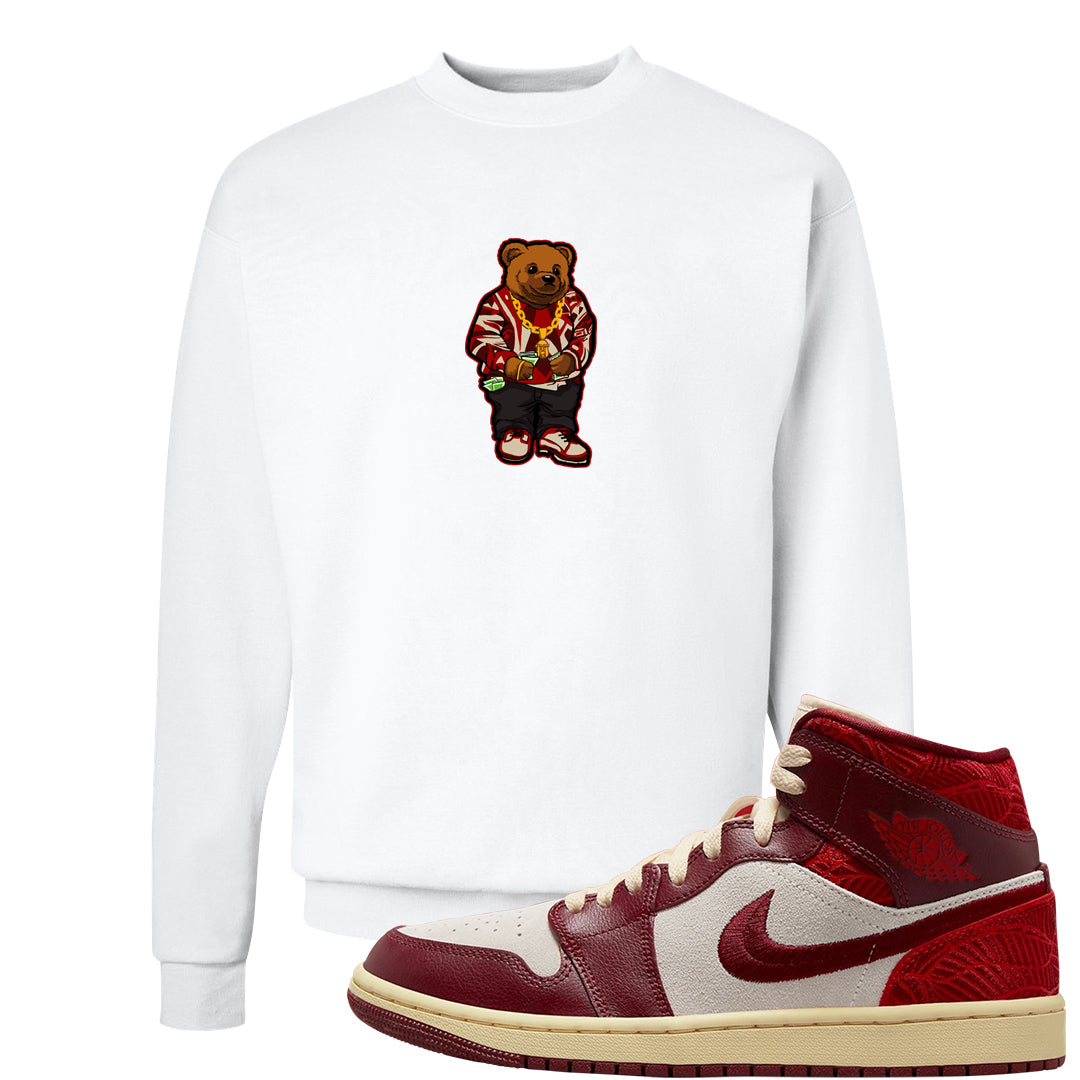 Tiki Leaf Mid 1s Crewneck Sweatshirt | Sweater Bear, White