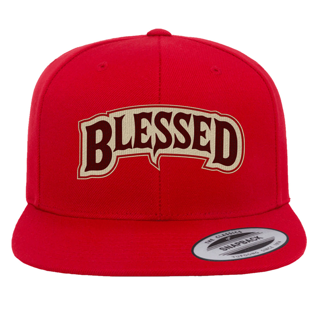 Tiki Leaf Mid 1s Snapback Hat | Blessed Arch, Red
