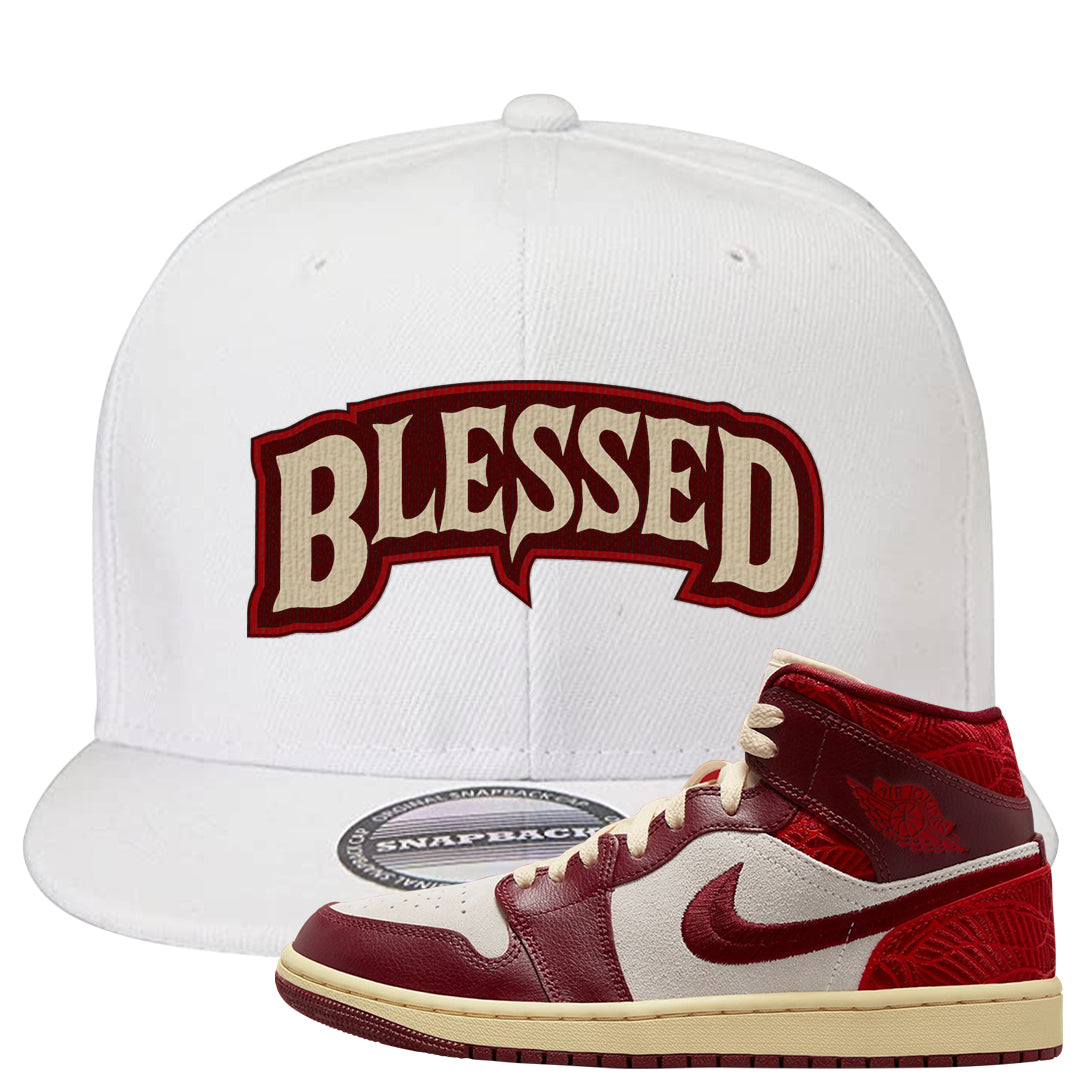 Tiki Leaf Mid 1s Snapback Hat | Blessed Arch, White
