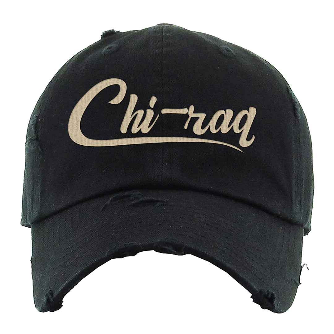Tiki Leaf Mid 1s Distressed Dad Hat | Chiraq, Black