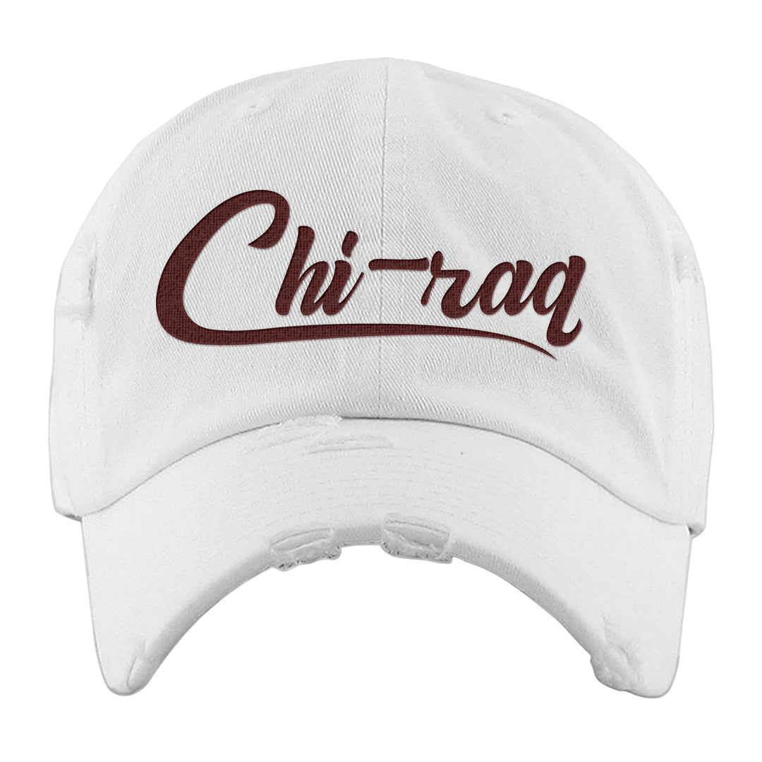 Tiki Leaf Mid 1s Distressed Dad Hat | Chiraq, White