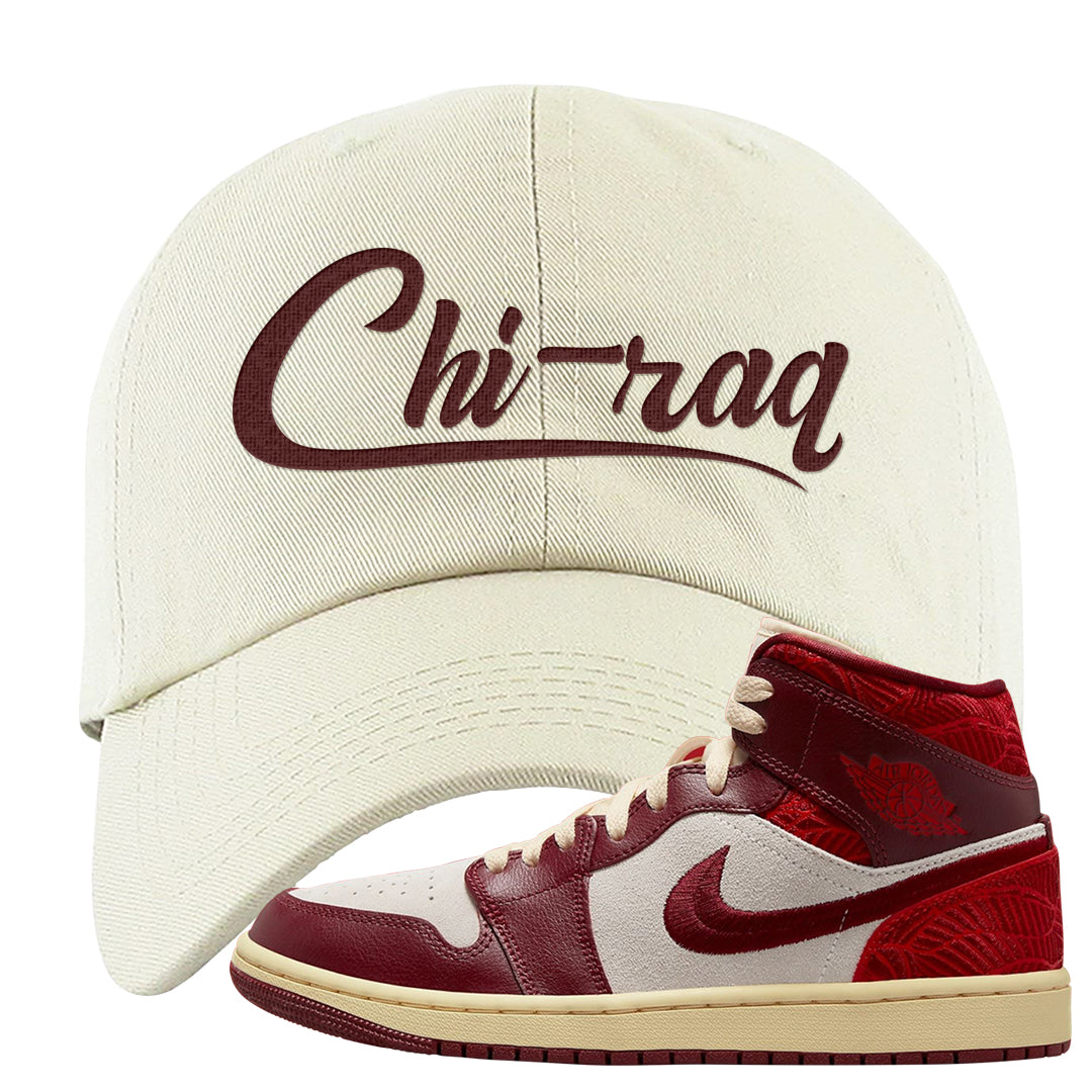 Tiki Leaf Mid 1s Dad Hat | Chiraq, White