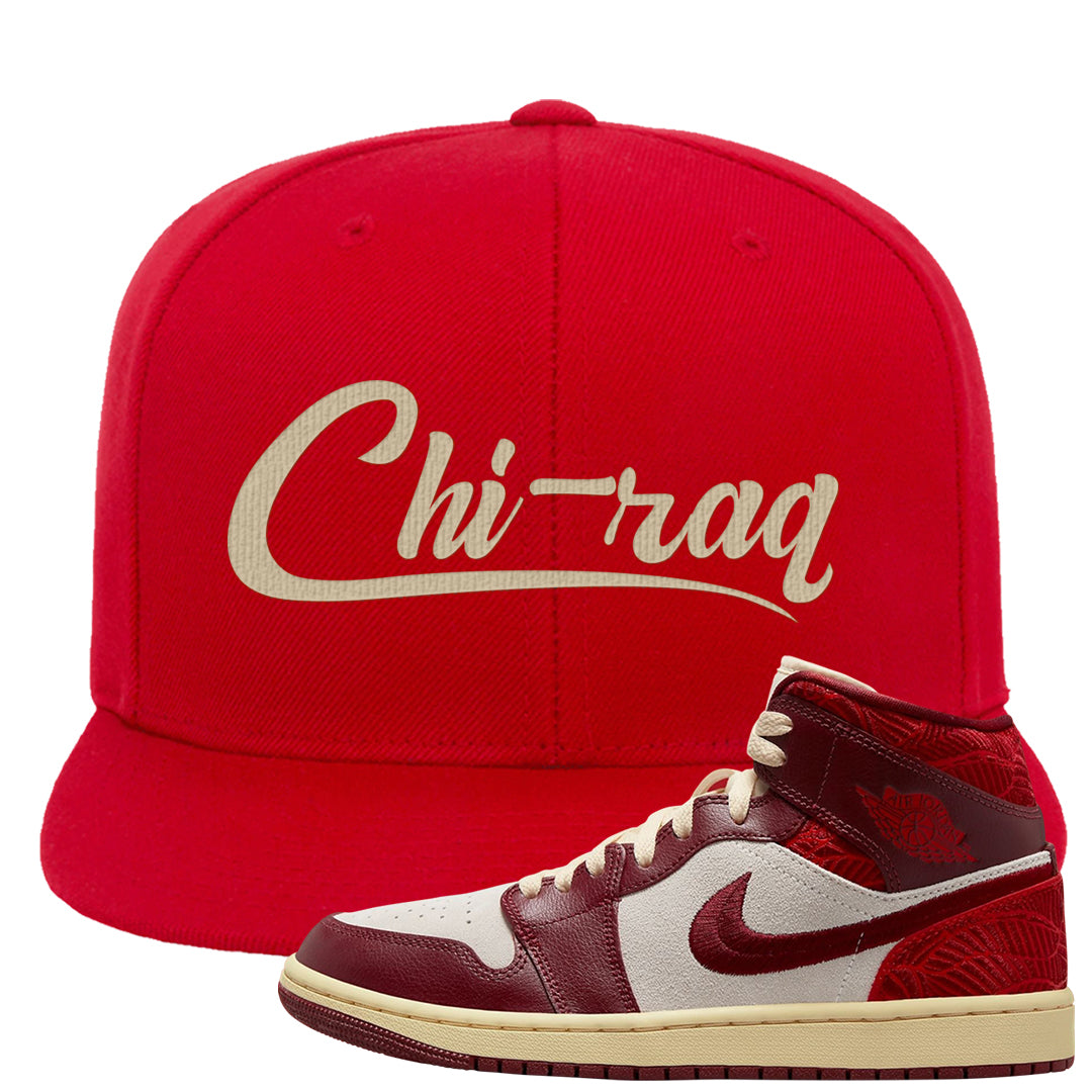 Tiki Leaf Mid 1s Snapback Hat | Chiraq, Red