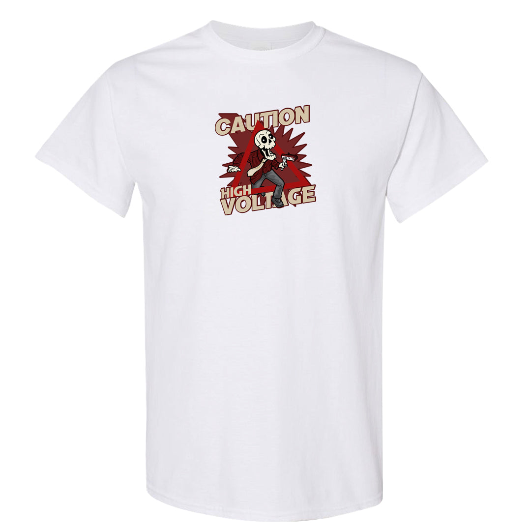 Tiki Leaf Mid 1s T Shirt | Caution High Voltage, White