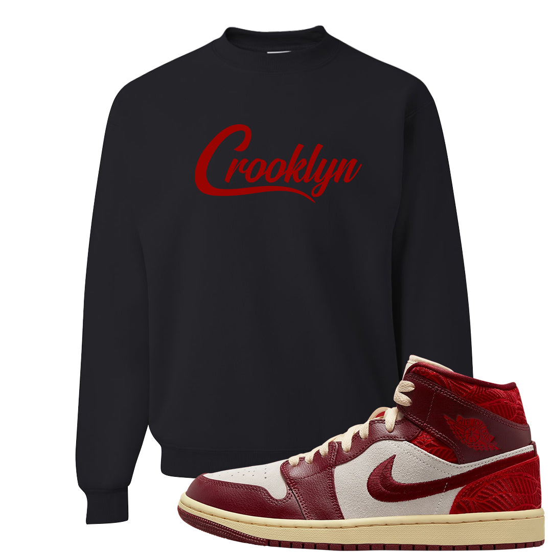 Tiki Leaf Mid 1s Crewneck Sweatshirt | Crooklyn, Black