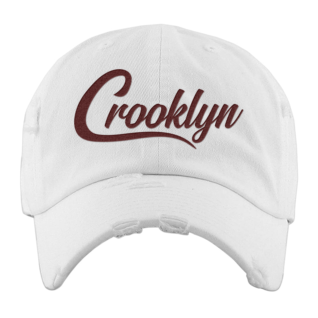 Tiki Leaf Mid 1s Distressed Dad Hat | Crooklyn, White