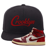 Tiki Leaf Mid 1s Snapback Hat | Crooklyn, Black