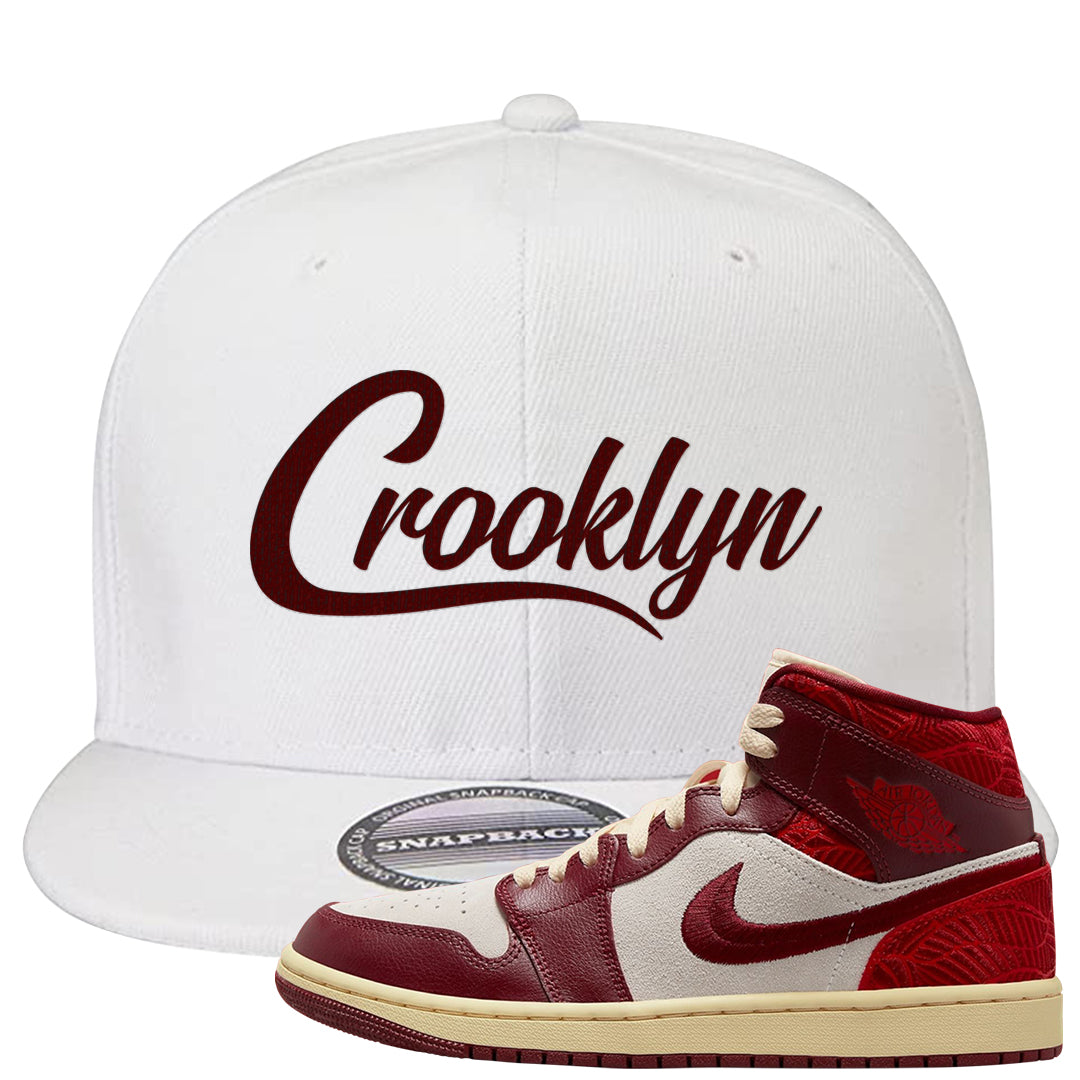 Tiki Leaf Mid 1s Snapback Hat | Crooklyn, White