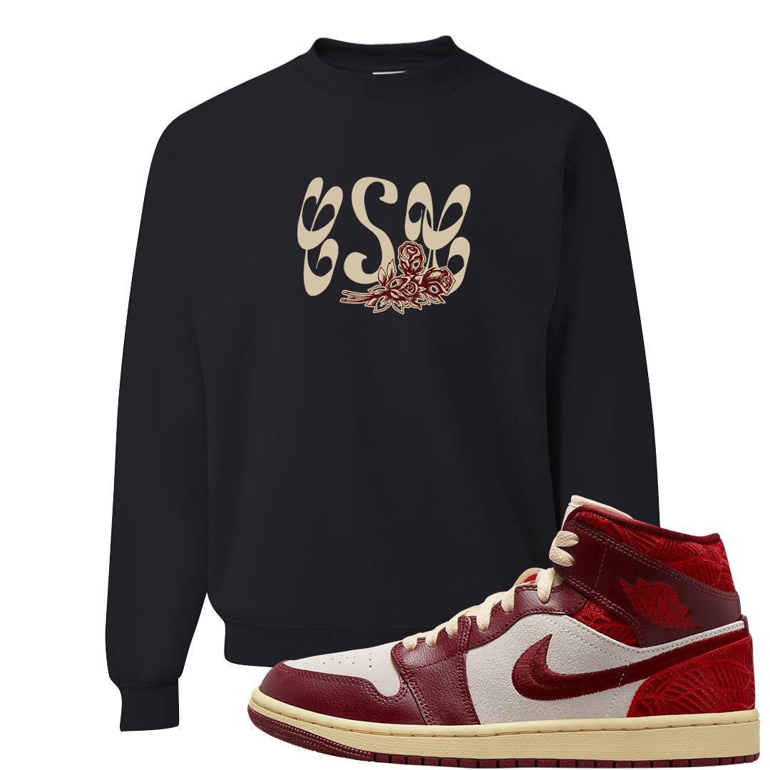 Tiki Leaf Mid 1s Crewneck Sweatshirt | Certified Sneakerhead, Black