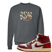 Tiki Leaf Mid 1s Crewneck Sweatshirt | Certified Sneakerhead, Smoke Grey