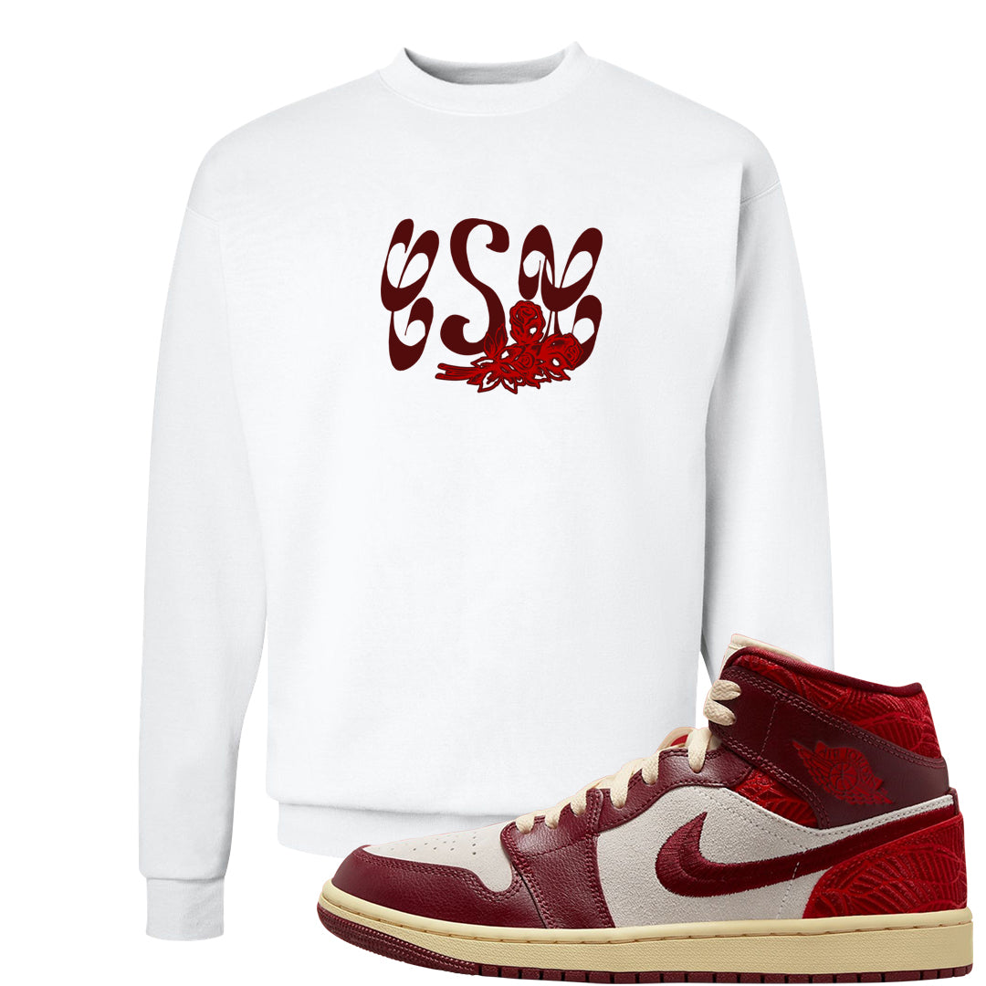 Tiki Leaf Mid 1s Crewneck Sweatshirt | Certified Sneakerhead, White