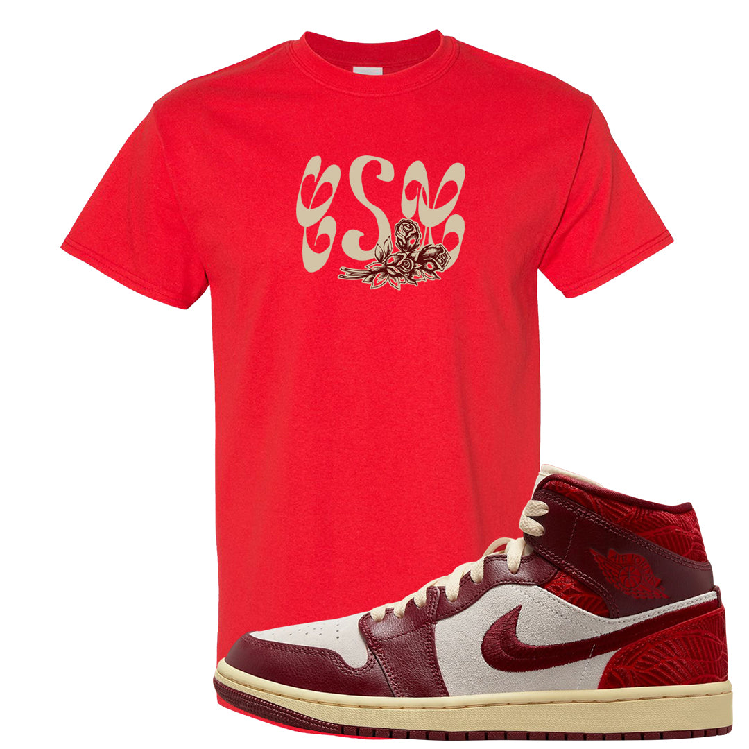 Tiki Leaf Mid 1s T Shirt | Certified Sneakerhead, Red