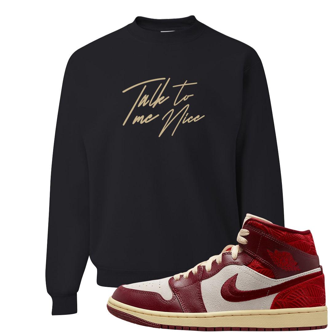 Tiki Leaf Mid 1s Crewneck Sweatshirt | Talk To Me Nice, Black