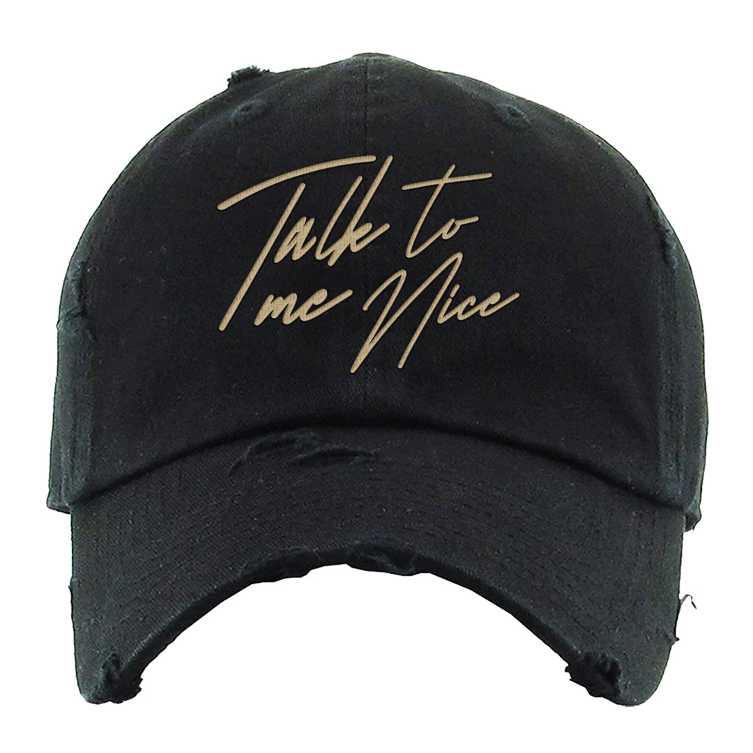 Tiki Leaf Mid 1s Distressed Dad Hat | Talk To Me Nice, Black