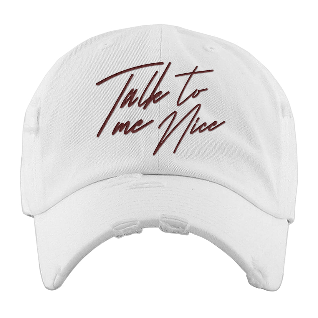 Tiki Leaf Mid 1s Distressed Dad Hat | Talk To Me Nice, White