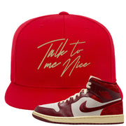 Tiki Leaf Mid 1s Snapback Hat | Talk To Me Nice, Red