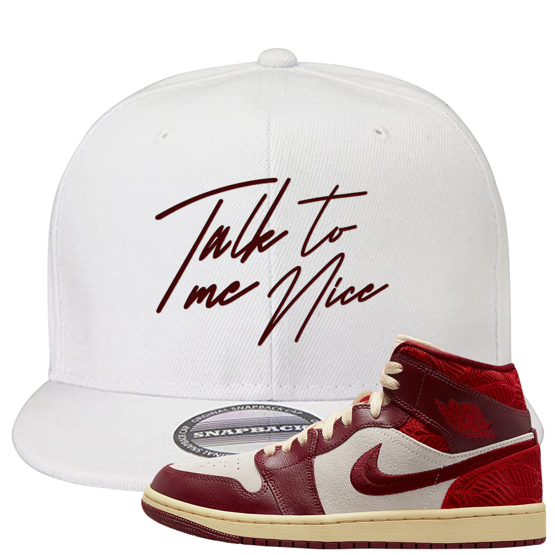 Tiki Leaf Mid 1s Snapback Hat | Talk To Me Nice, White