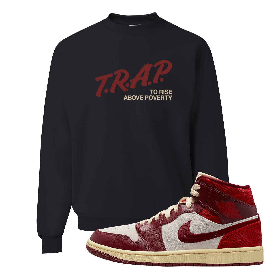 Tiki Leaf Mid 1s Crewneck Sweatshirt | Trap To Rise Above Poverty, Black