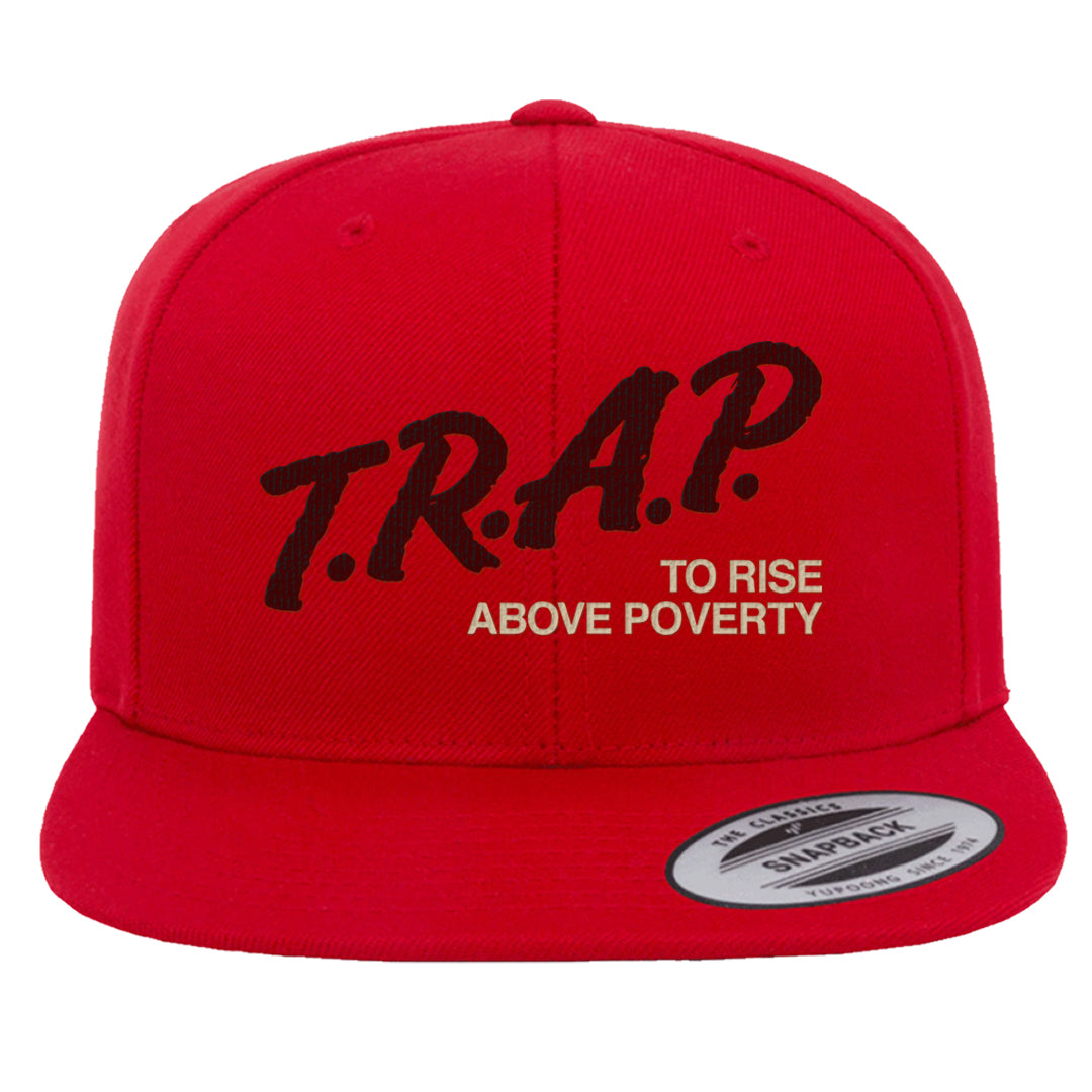 Tiki Leaf Mid 1s Snapback Hat | Trap To Rise Above Poverty, Red