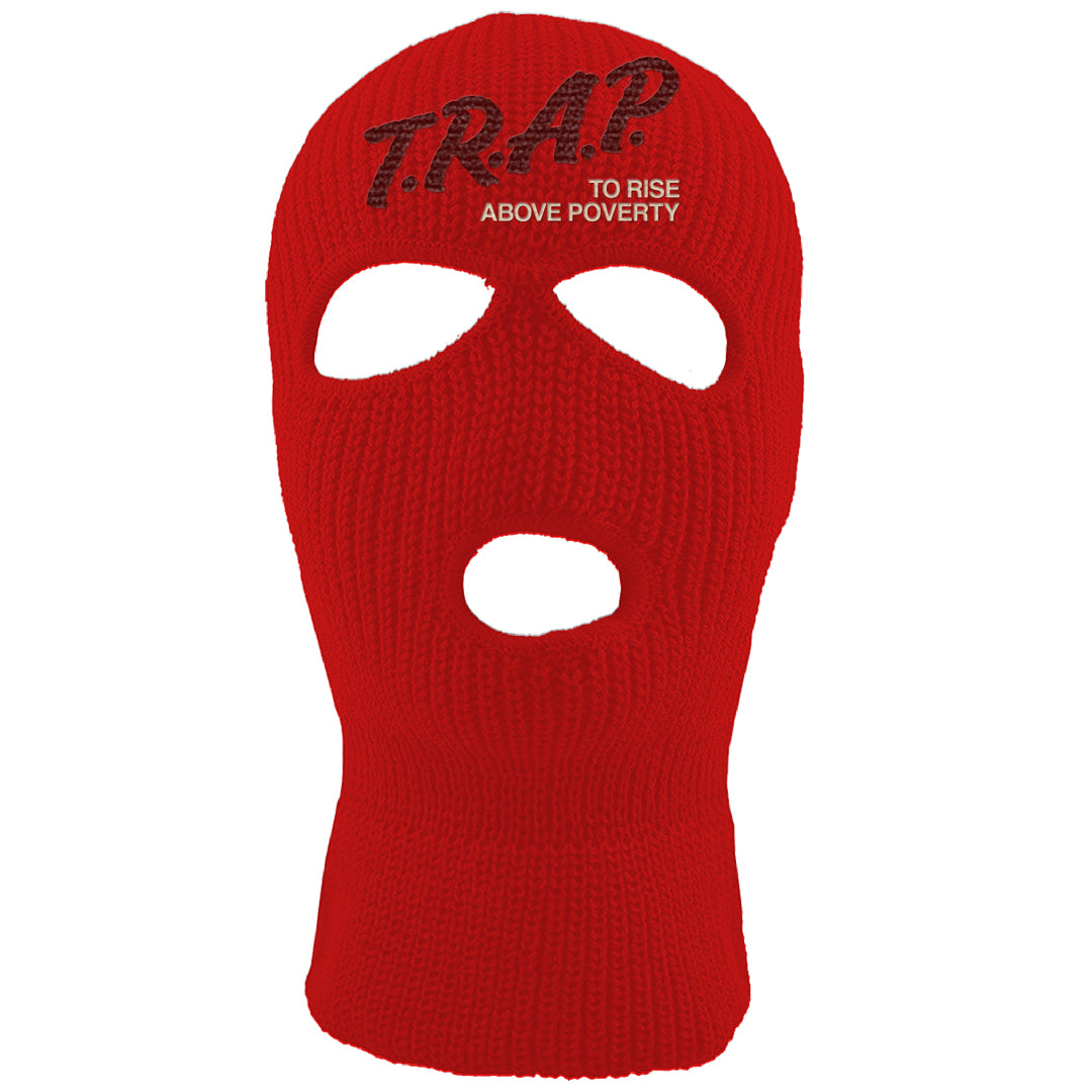 Tiki Leaf Mid 1s Ski Mask | Trap To Rise Above Poverty, Red