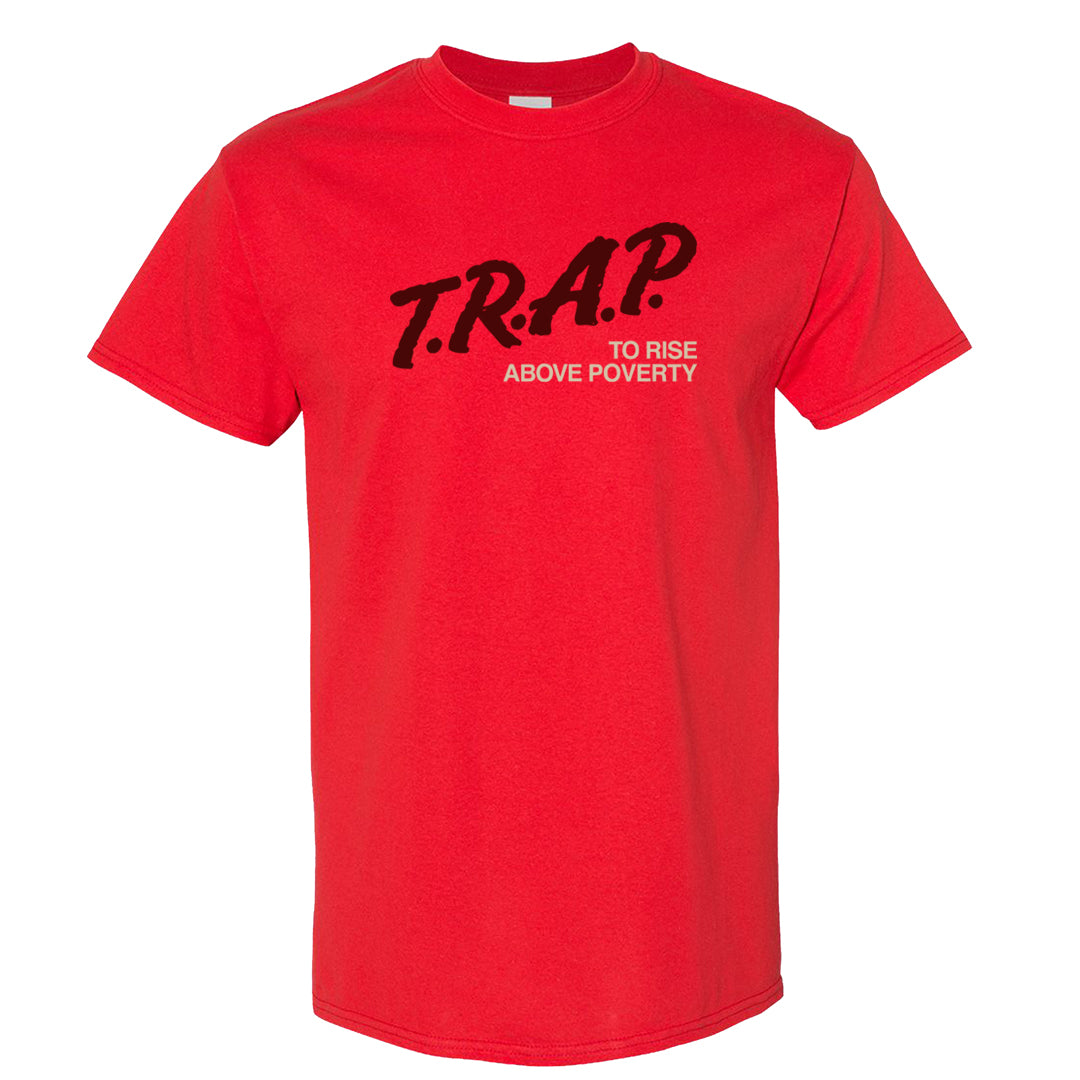 Tiki Leaf Mid 1s T Shirt | Trap To Rise Above Poverty, Red
