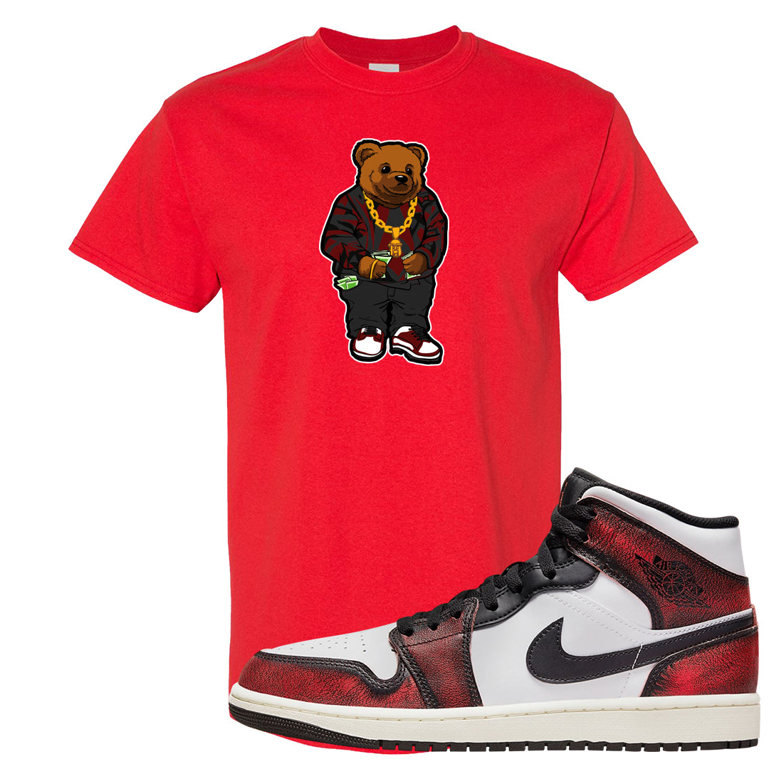 Wear Away Mid 1s T Shirt | Sweater Bear, Red