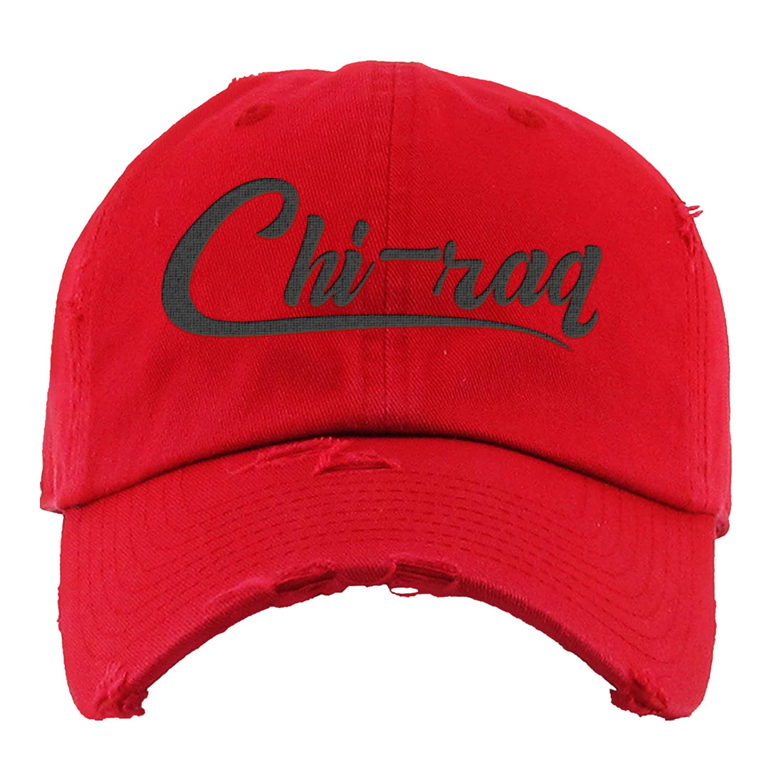 Wear Away Mid 1s Distressed Dad Hat | Chiraq, Red
