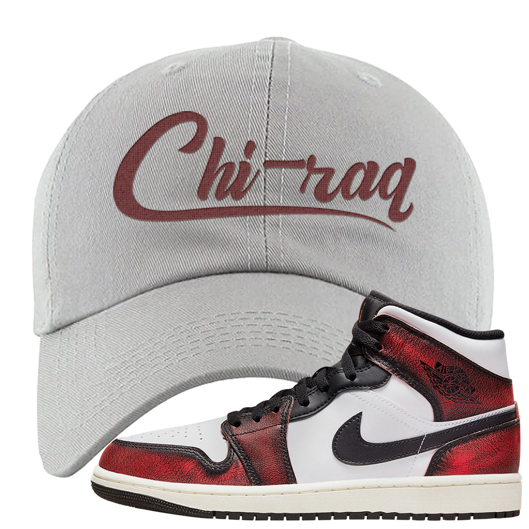 Wear Away Mid 1s Dad Hat | Chiraq, Light Gray