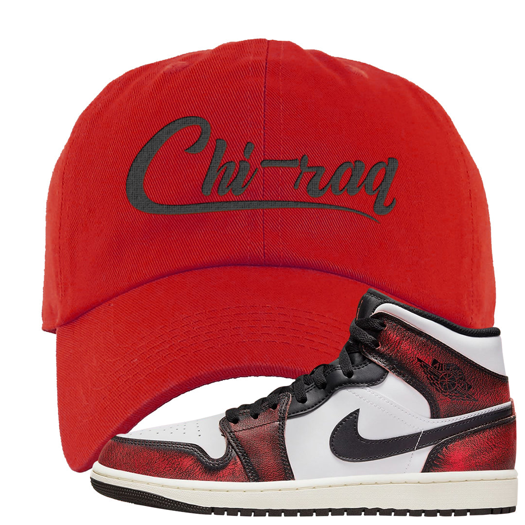 Wear Away Mid 1s Dad Hat | Chiraq, Red