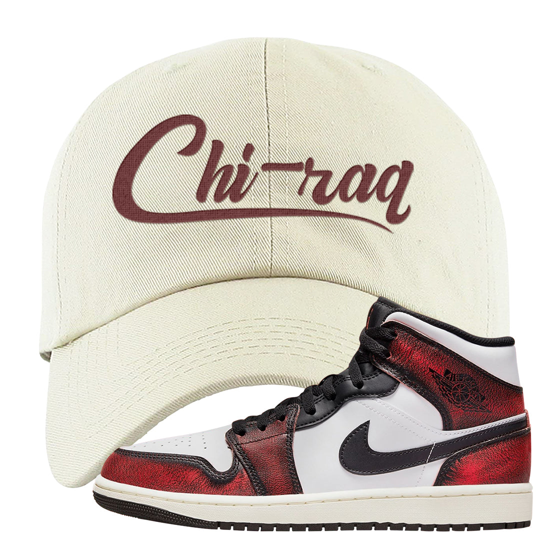 Wear Away Mid 1s Dad Hat | Chiraq, White