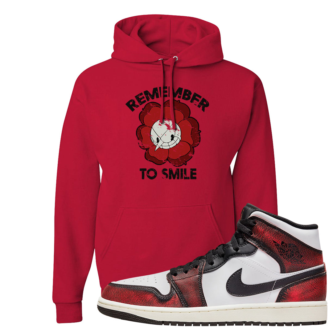 Wear Away Mid 1s Hoodie | Remember To Smile, Red