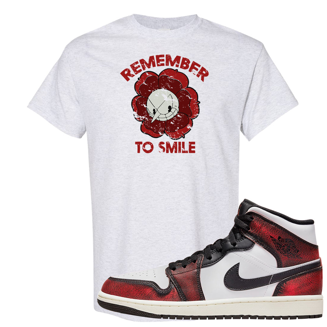 Wear Away Mid 1s T Shirt | Remember To Smile, Ash