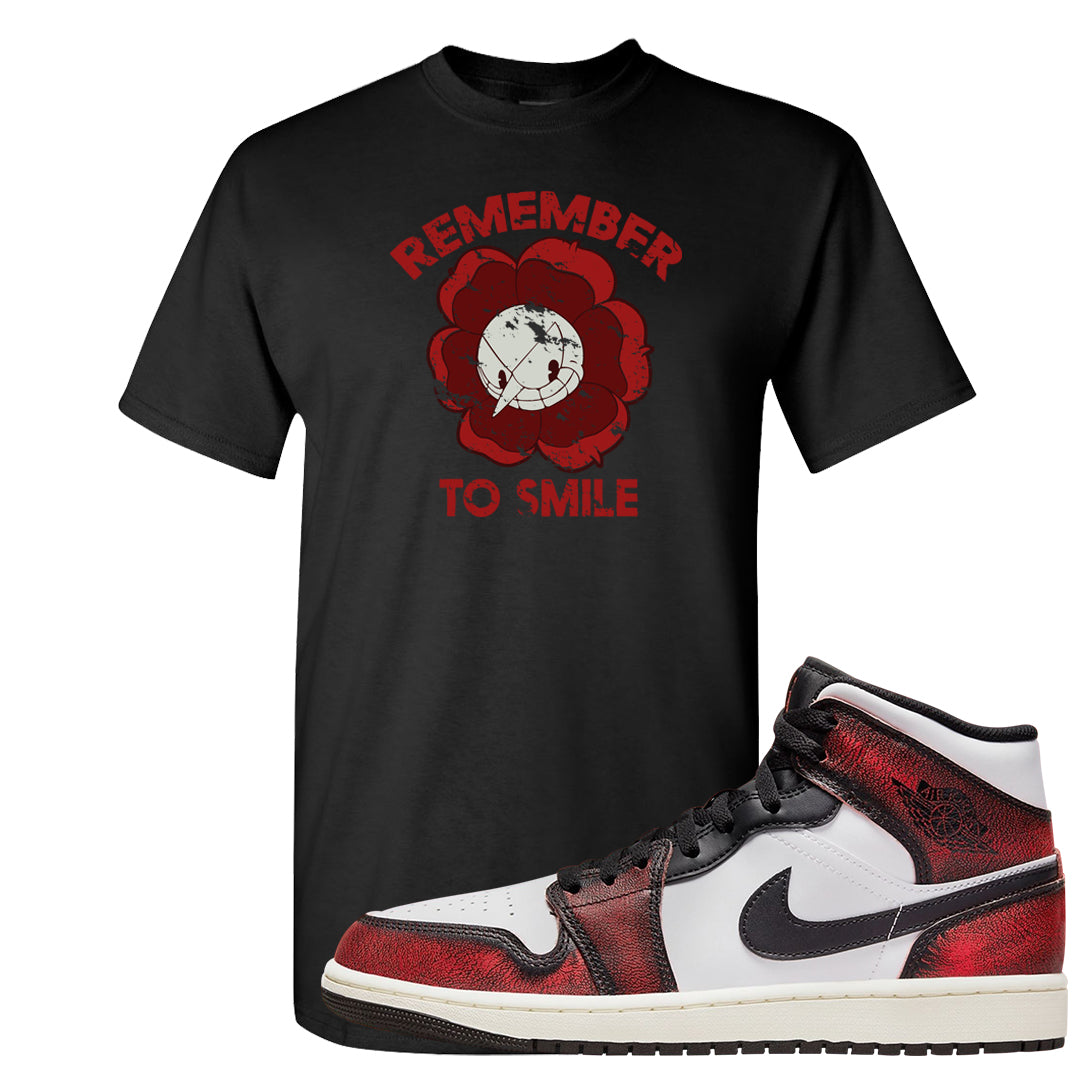 Wear Away Mid 1s T Shirt | Remember To Smile, Black