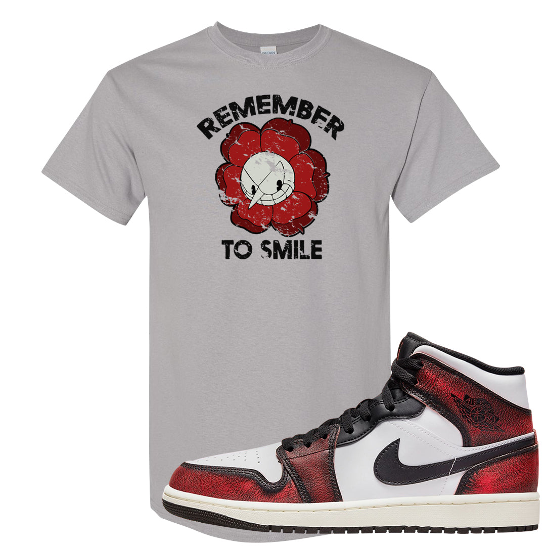 Wear Away Mid 1s T Shirt | Remember To Smile, Gravel