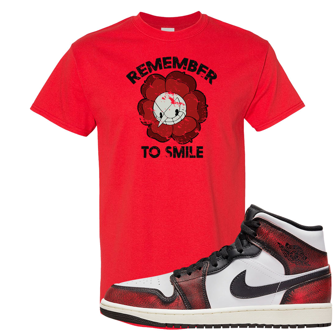 Wear Away Mid 1s T Shirt | Remember To Smile, Red