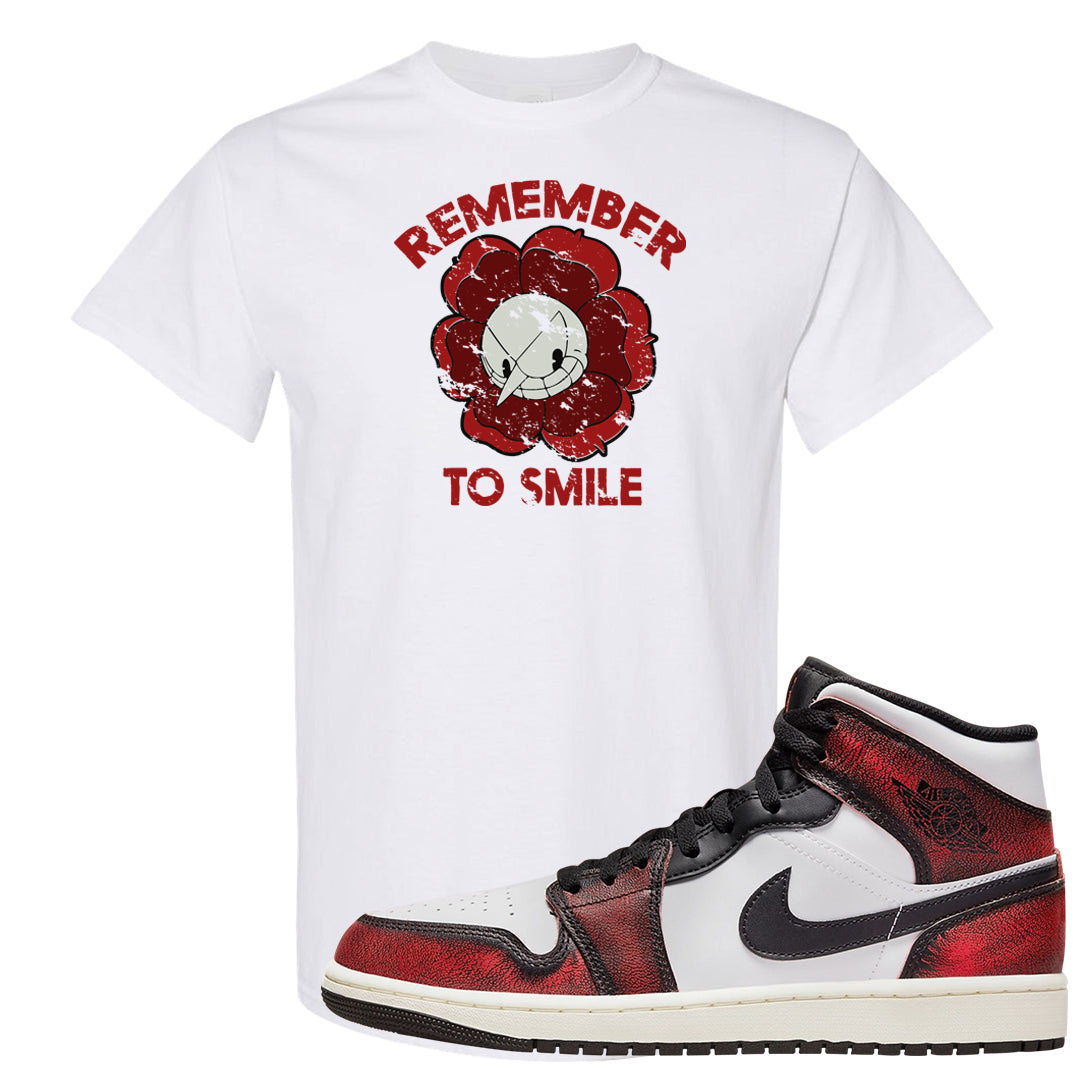 Wear Away Mid 1s T Shirt | Remember To Smile, White