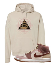 Pink Sand Mauve Mid 1s Hoodie | All Seeing Eye, Sand