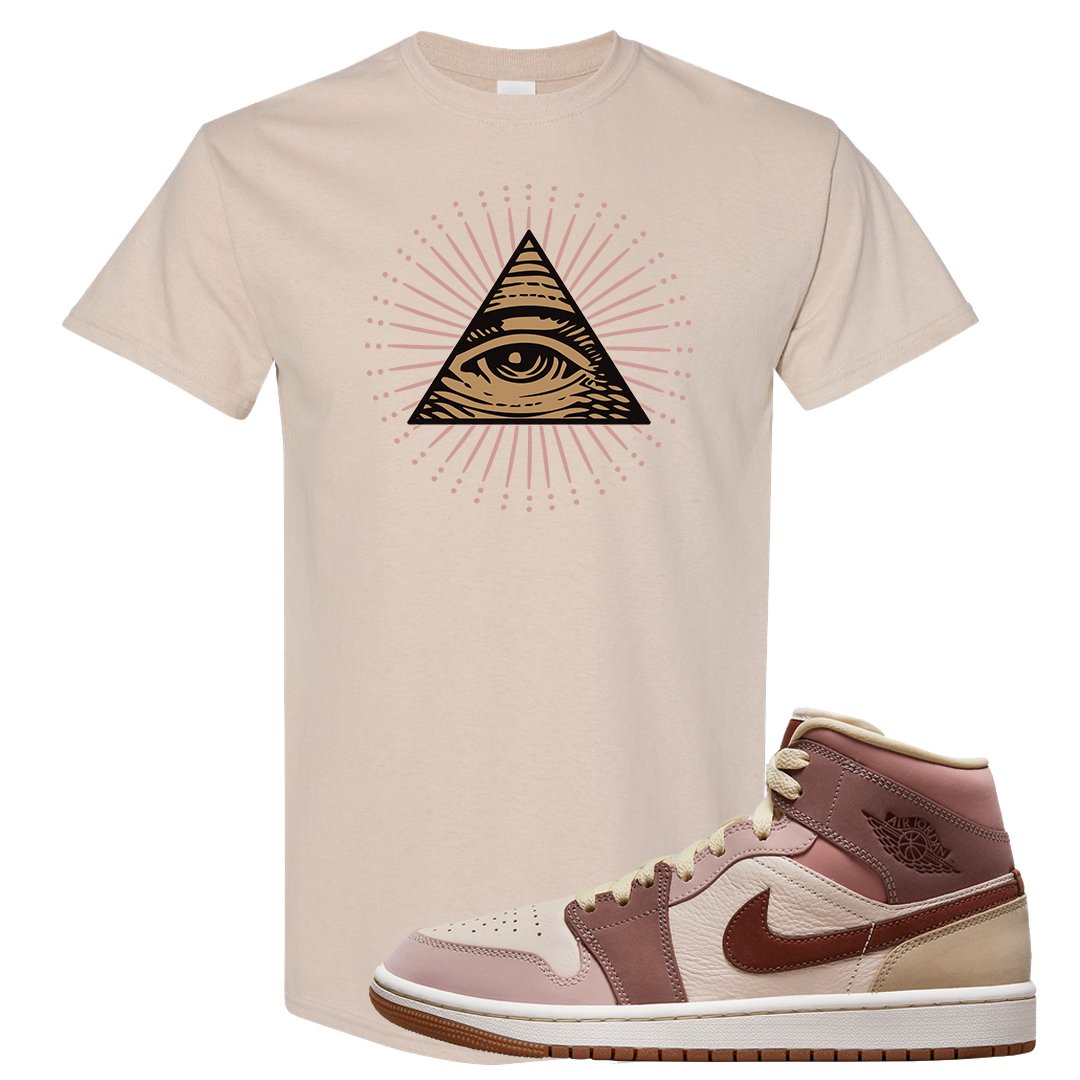 Pink Sand Mauve Mid 1s T Shirt | All Seeing Eye, Sand