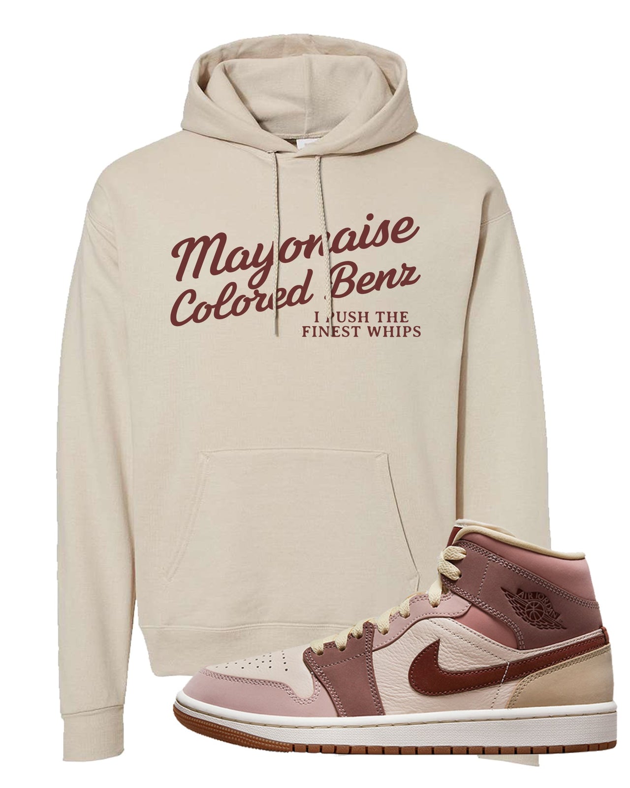 Pink Sand Mauve Mid 1s Hoodie | Mayonaise Colored Benz, Sand