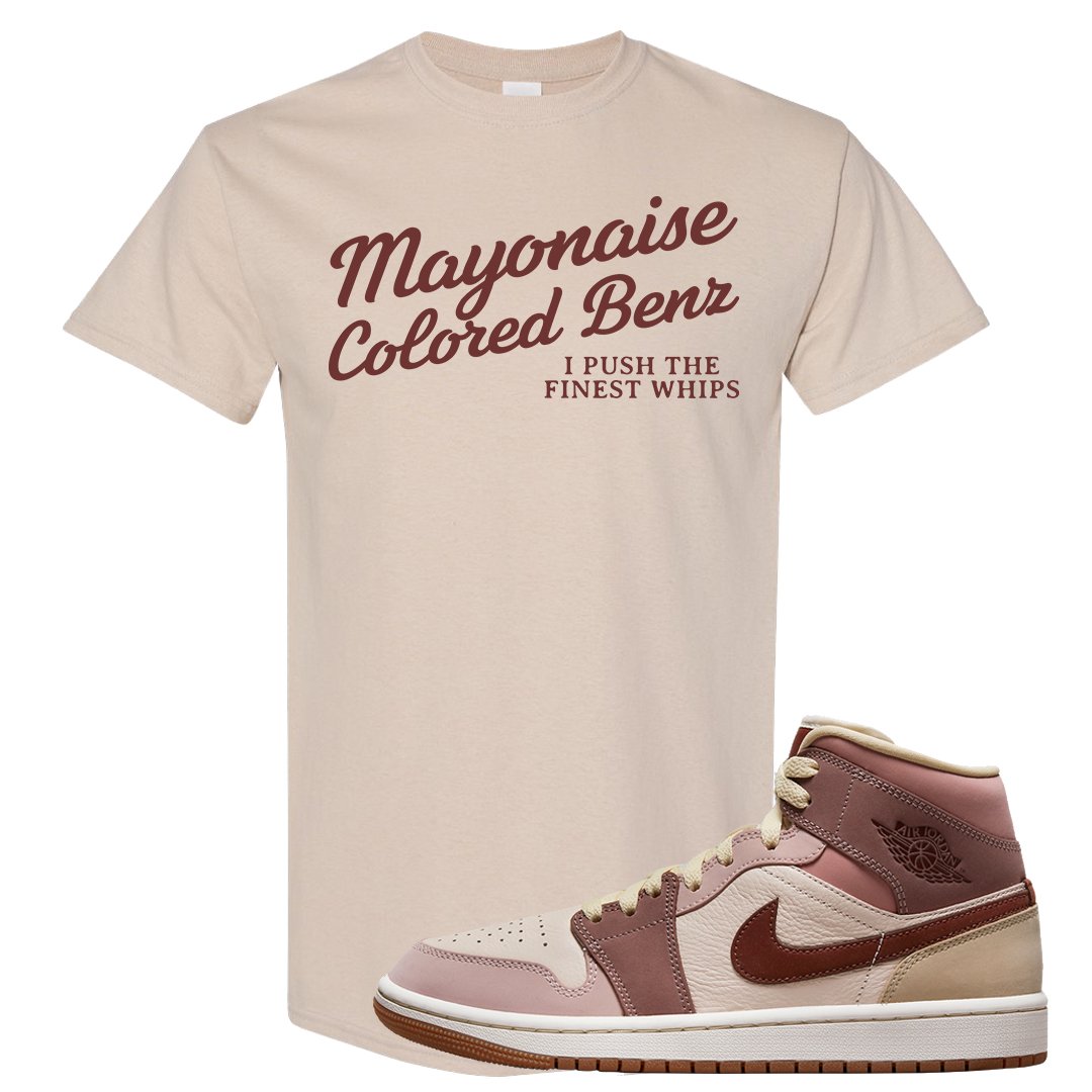 Pink Sand Mauve Mid 1s T Shirt | Mayonaise Colored Benz, Sand