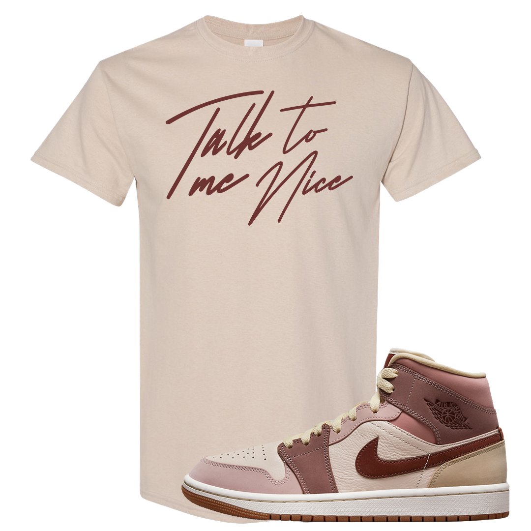 Pink Sand Mauve Mid 1s T Shirt | Talk To Me Nice, Sand