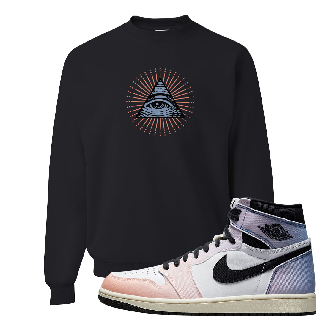 Skyline 1s Crewneck Sweatshirt | All Seeing Eye, Black