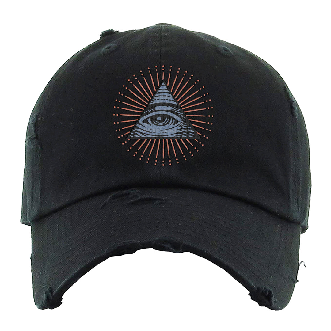 Skyline 1s Distressed Dad Hat | All Seeing Eye, Black