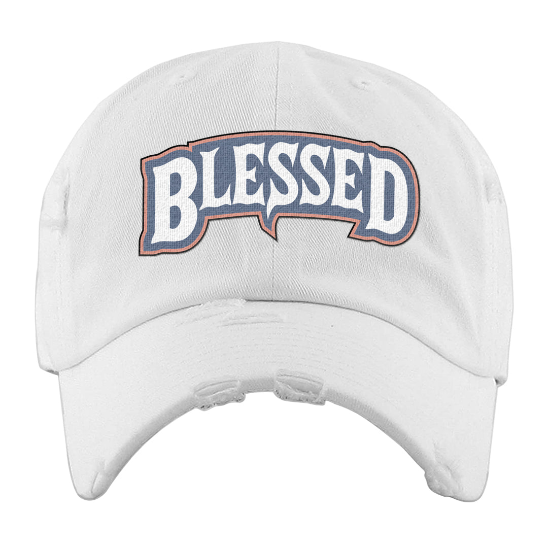 Skyline 1s Distressed Dad Hat | Blessed Arch, White