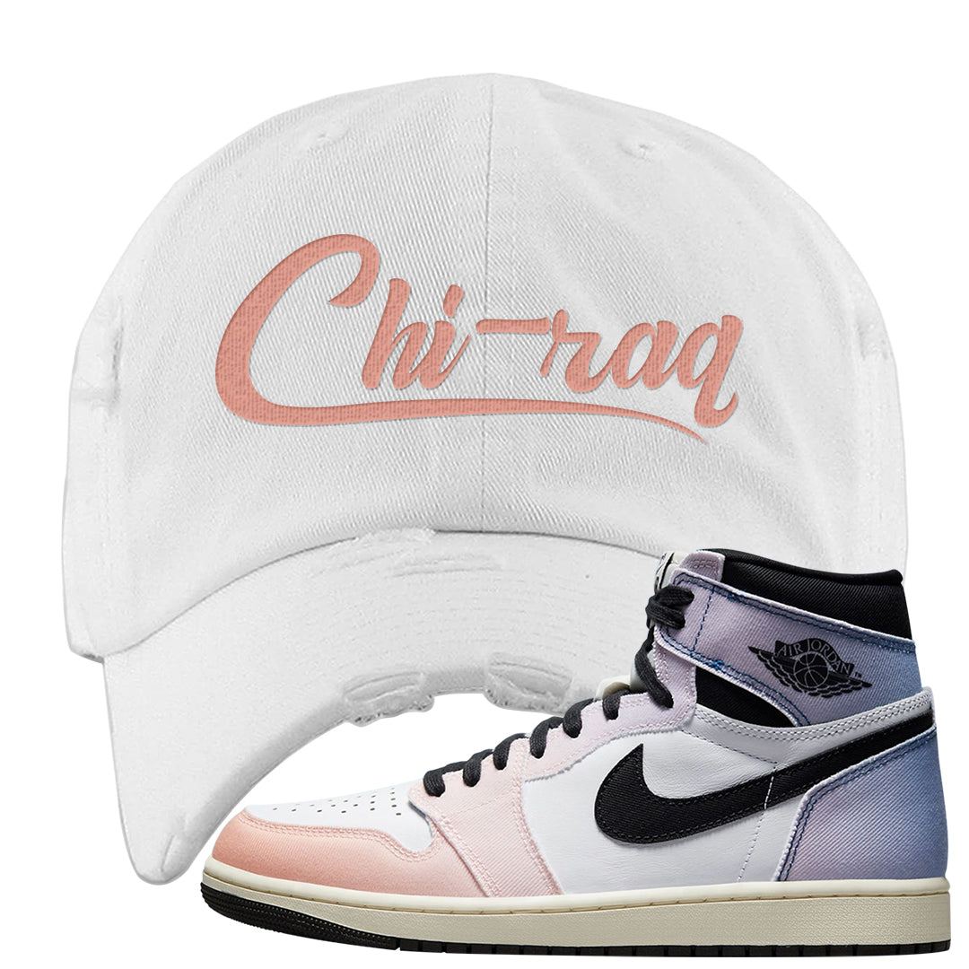 Skyline 1s Distressed Dad Hat | Chiraq, White