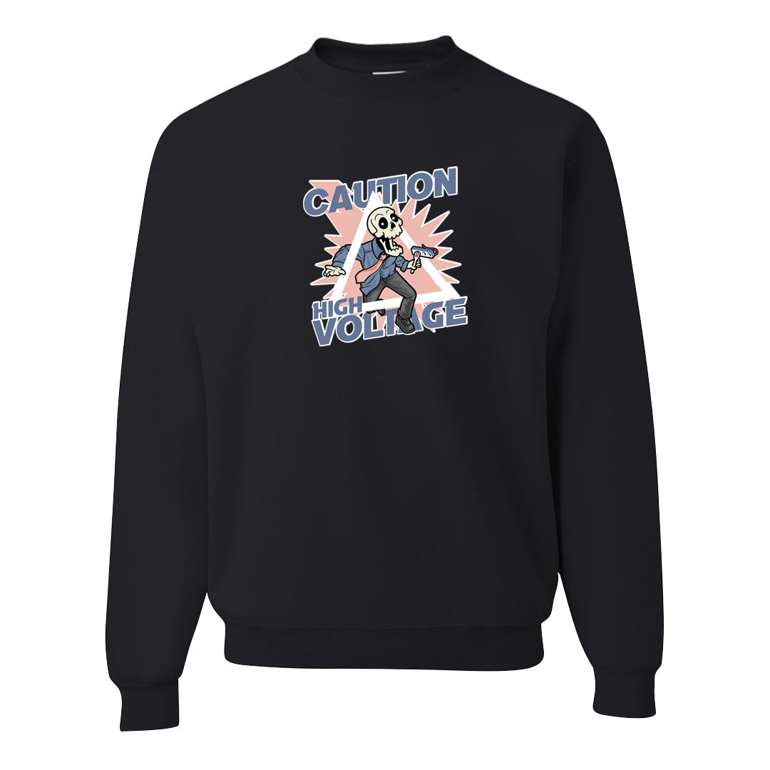 Skyline 1s Crewneck Sweatshirt | Caution High Voltage, Black
