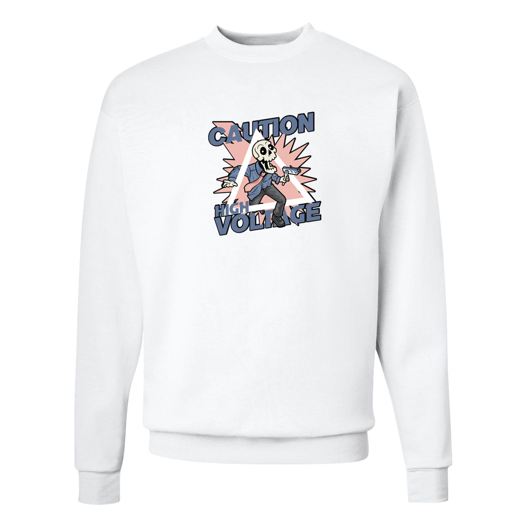 Skyline 1s Crewneck Sweatshirt | Caution High Voltage, White