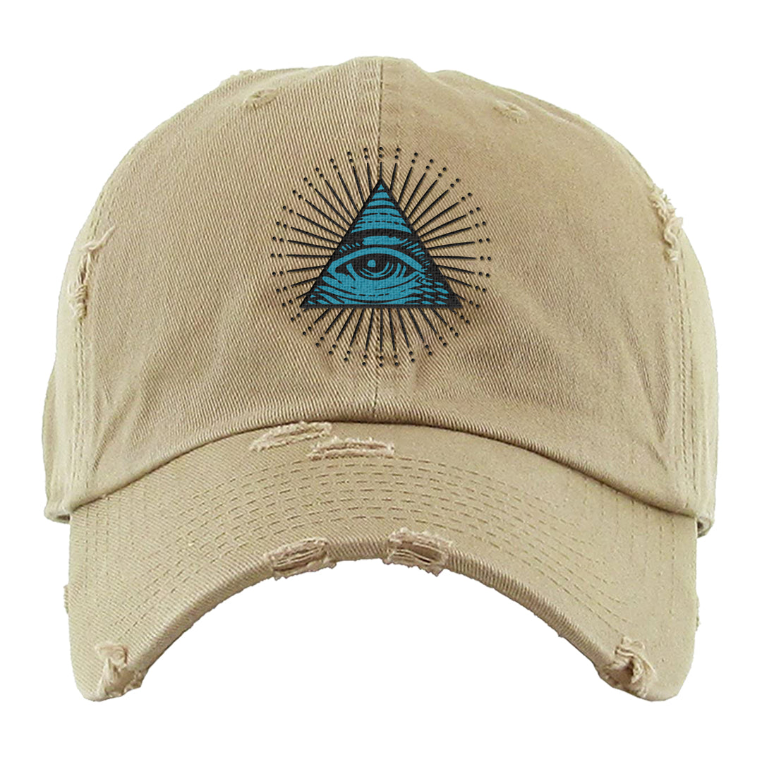 Salt Lake City Elevate 1s Distressed Dad Hat | All Seeing Eye, Khaki