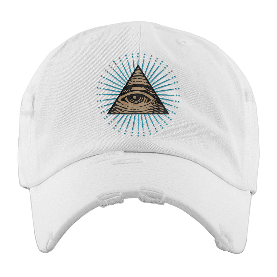 Salt Lake City Elevate 1s Distressed Dad Hat | All Seeing Eye, White